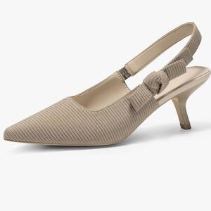 Boutique Textured Womens Sling Back Kitten Heels Low Dress Shoes Slingback Pumps